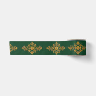 Ruban En Satin Médaillon doré vert forêt Classique
