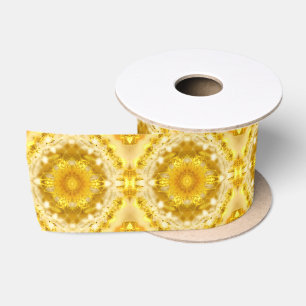 Ruban En Satin Médaillon Motif en Motif Batik Jaune de moutarde