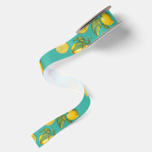 Ruban En Satin Méditerranéen Moderne Jaune Turquoise Citron Citru