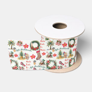 Ruban En Satin Mele Kalikimaka à la plage