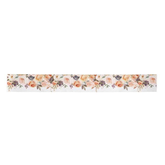 Ruban En Satin Merci Citrouille Floral 3" Ruban (Devant)