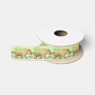 Ruban En Satin Mère et bébé Capybara
