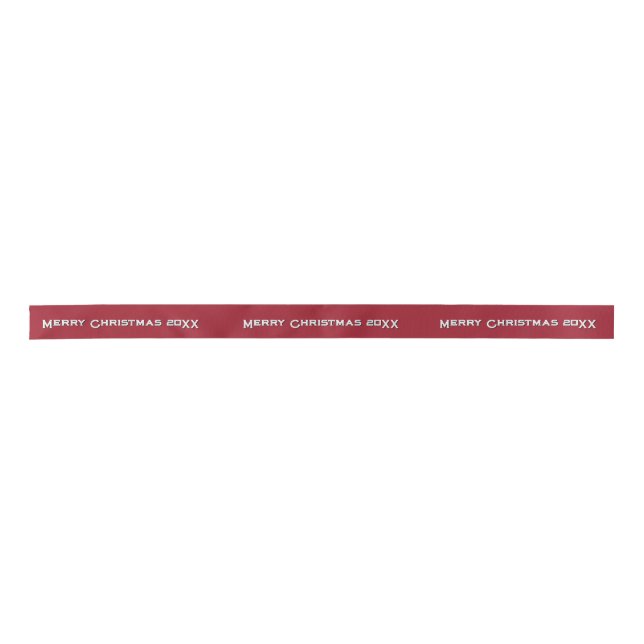 Ruban En Satin Merry Christmas 20XX Personalized Ribbon Burgundy (Devant)