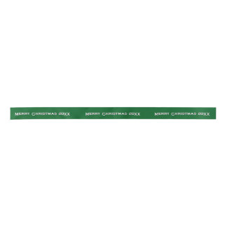 Ruban En Satin Merry Christmas 20XX Personalized Ribbon Green