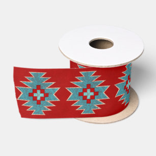 Ruban En Satin Mesas du Sud-Ouest Rouge & Turquoise 3"