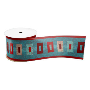 Ruban En Satin Mesas Sud-Ouest Retro Vibe Turquoise & Rouge