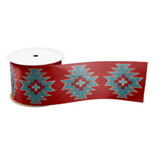 Ruban En Satin Mesas sud-ouest Rouge & Turquoise 3"
