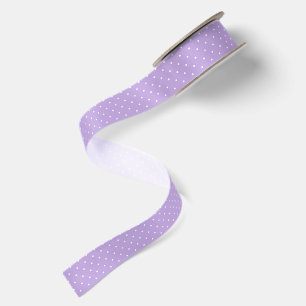 Ruban En Satin Micro pois blanc - Lavande tendre