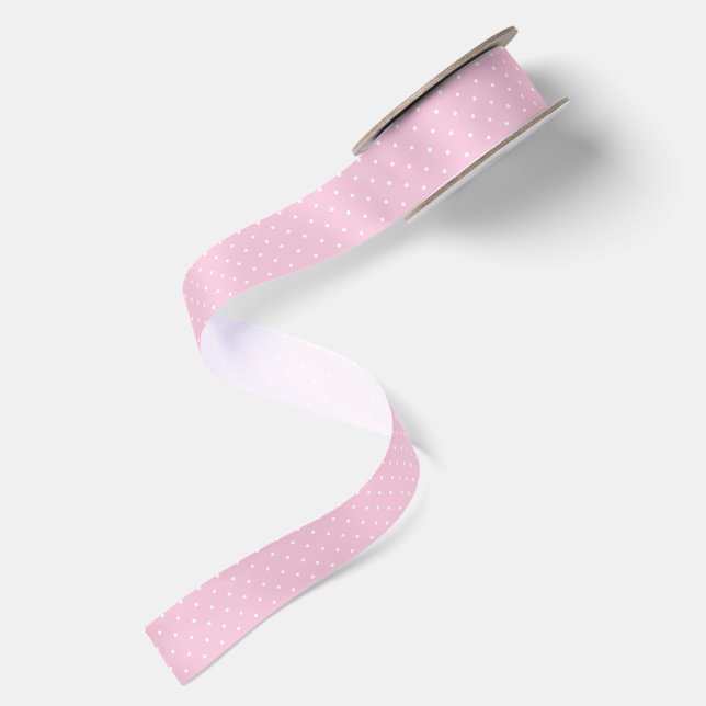 Ruban En Satin Micro pois blanc - Rose clair (Dos)