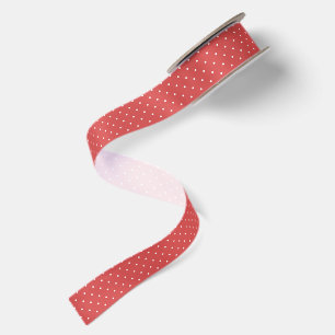 Ruban En Satin Micro pois blanc - Rouge corail