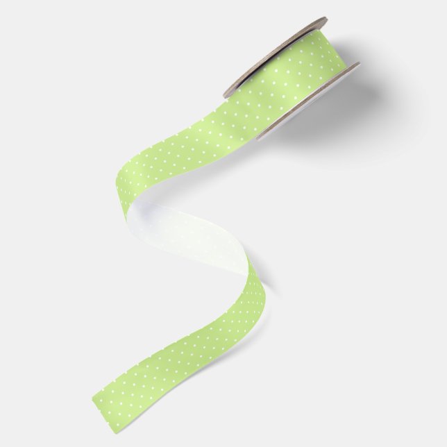 Ruban En Satin Micro pois blanc - Vert printemps (Dos)