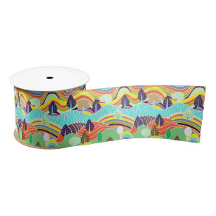 Ruban En Satin Mignonne forêt colorée motifs tissu adulte visage