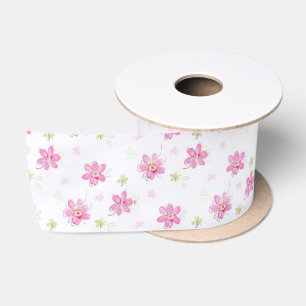 Ruban En Satin Mignonnes Fleurettes Roses