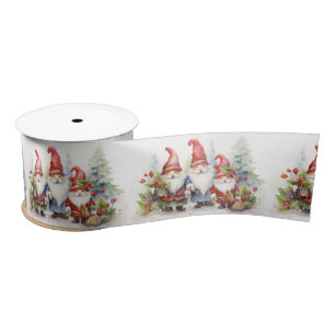 Ruban En Satin Mignons Gnomes De Noël Dans Les Snowflakes