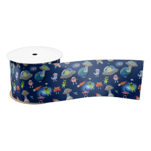 Ruban En Satin Mignons monstres aliens modernes motif espace enfa