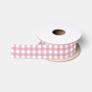 Ruban En Satin Milieu rose et blanc de guingan