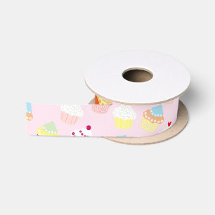 RUBAN EN SATIN MINI-GÂTEAUX MOTIF ROSE