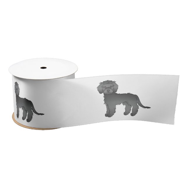 Ruban En Satin Mini Goldendoodle noir Chiens de dessin animé mign (Bobine)