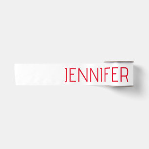 Ruban En Satin Minimaliste moderne professionnel nom blanc rouge