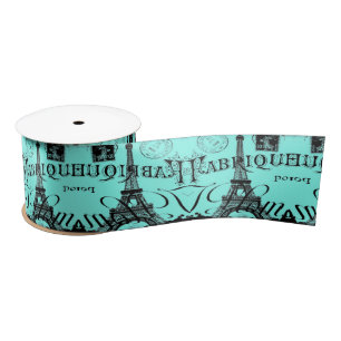 Ruban En Satin Mint Turquoise Aqua Blue Paris Tour Eiffel