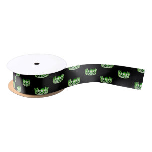 Ruban En Satin Miss USA Apple Green Crown Satin Ribbon