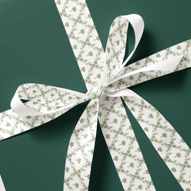 Ruban En Satin Mistletoe Floral Pattern Festif Noël Fête (Créateur téléchargé)