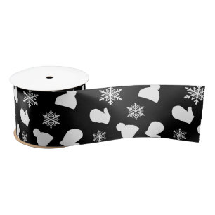 Ruban En Satin Mittens de Noël, Casquettes d'hiver et flocons de 