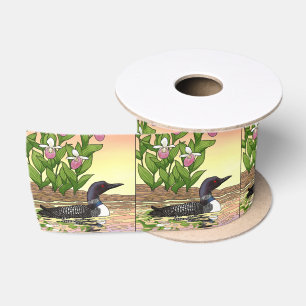 Ruban En Satin MN State Bird Flower Loon Lady Slipper