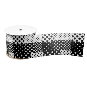 Ruban En Satin Mode noir blanc à pois Style Design