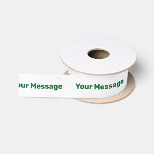 Ruban En Satin Modèle de texte simple blanc et vert foncé