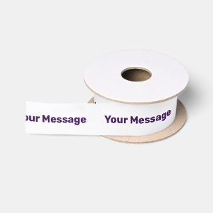 Ruban En Satin Modèle de texte simple blanc et violet foncé