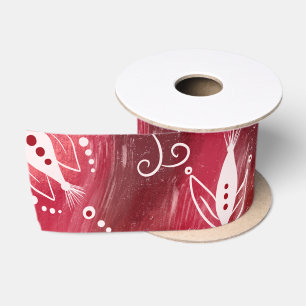 Ruban En Satin Modèle Floral rouge