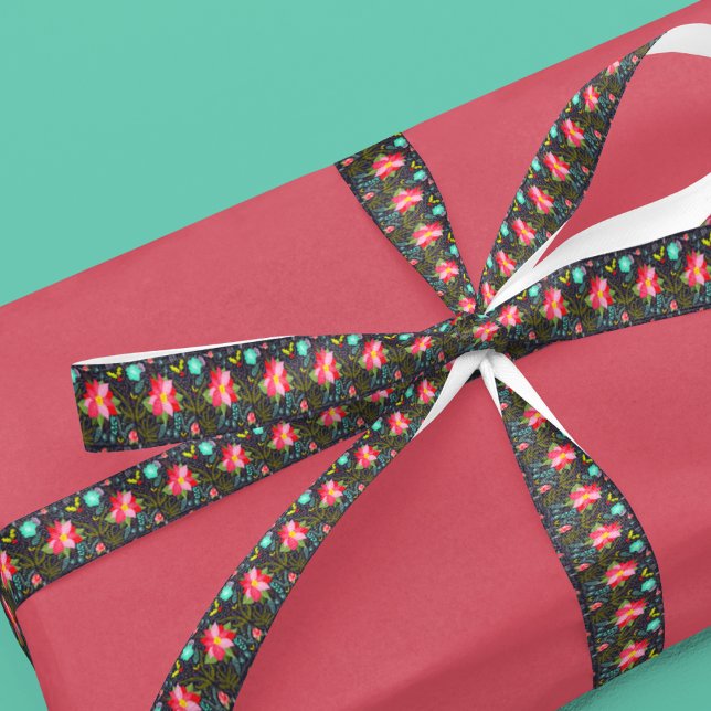 Ruban En Satin Modèle moderne de poinsettia de Noël (Créateur téléchargé)