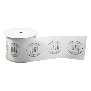 Ruban En Satin Moderne blanc et noir simple ajoutez votre logo