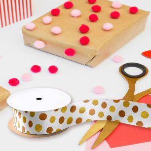 Ruban En Satin Moderne Elégant Simple Classy Pois d'or blanc