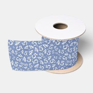 Ruban En Satin Moderne modèle de numéro d'anniversaire 45 Bleu/Bl