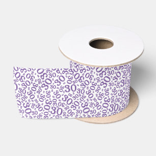 Ruban En Satin Moderne motif de numéro d'anniversaire 30 Violet/B