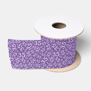 Ruban En Satin Moderne motif de numéro d'anniversaire 35 Violet/B