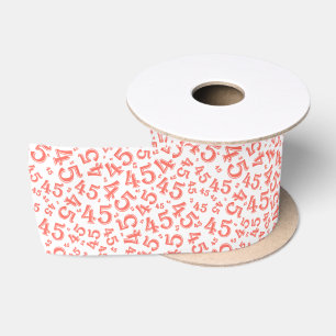 Ruban En Satin Moderne motif de numéro d'anniversaire 45 Corail/B