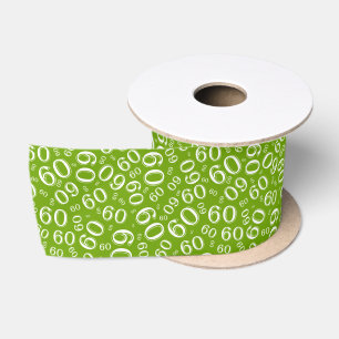 Ruban En Satin Moderne motif de numéro pour 60e anniversaire Vert