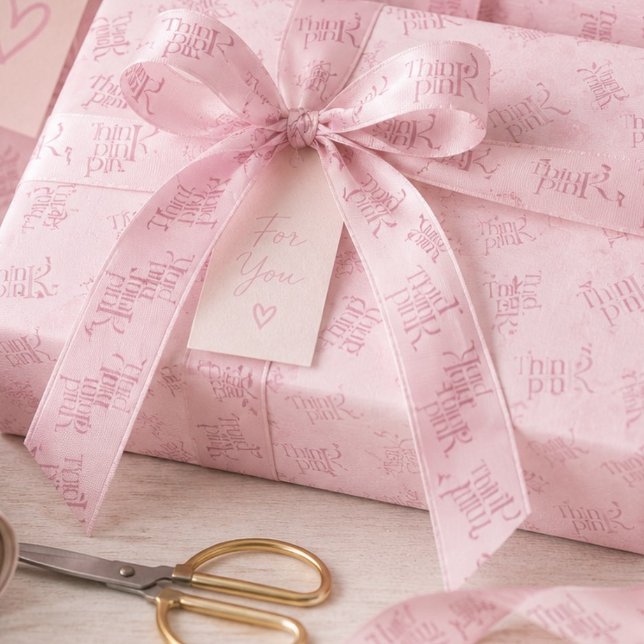 Ruban En Satin Monogramme à motif aquarelle Think Pink  (Créateur téléchargé)