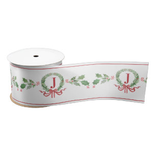 Ruban En Satin Monogramme de couronne de Noël