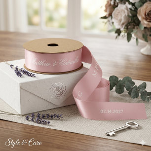 Ruban En Satin Monogramme de nom personnalisé et date de mariage