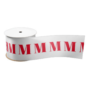 Ruban En Satin Monogramme rouge & blanc personnalisé monogramme
