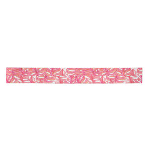 Ruban En Satin Monstère rose tropicale moderne Feuilles Plantes