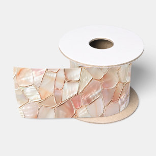 Ruban En Satin Mosaïque de Nacre Teintée de Pêche