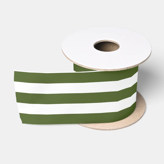 Ruban En Satin Moss foncé Grandes vertes et blanches (Bobine)