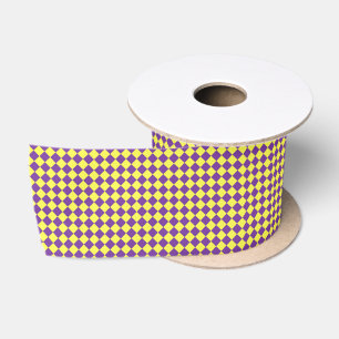 Ruban En Satin Motif à carreaux diamant jaune violet