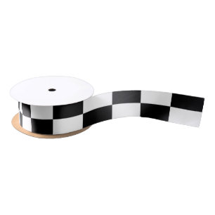 Ruban En Satin Motif à carreaux noir et blanc