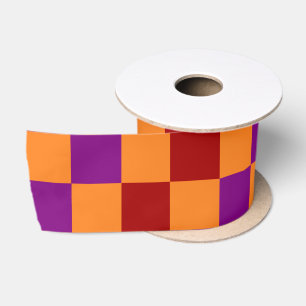 Ruban En Satin Motif à carreaux rouge orange violet